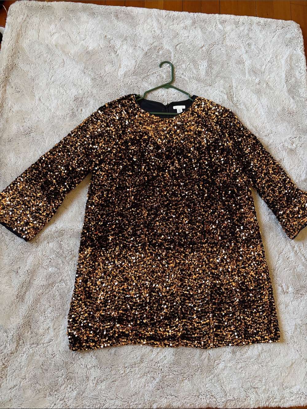 H&M Gold Sequin Long-Sleeve Tunic Top
